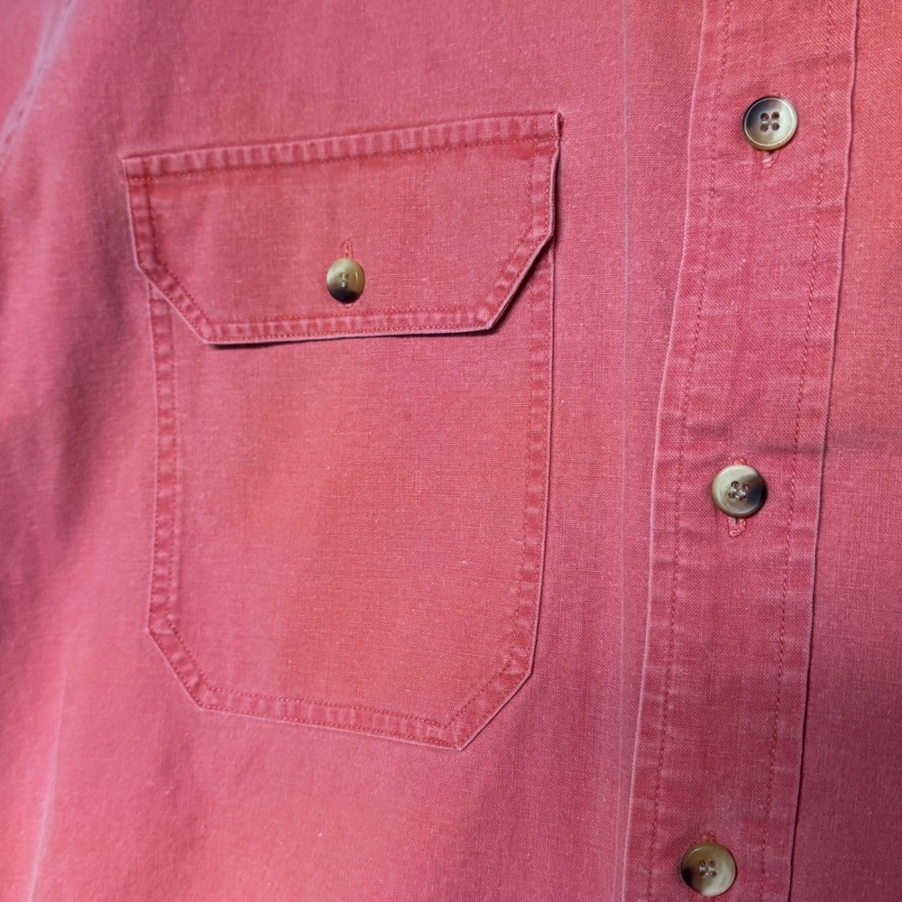 Vintage Banana Republic Safari Shirt Mens Large Red Salmon Pink Cotton Epaulets - Picture 4 of 6